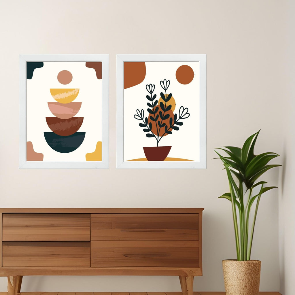 CRAFT QUEST Wall Art Decor Paintings | Set of 2 Wall Art Frames for Home Decoration | Ideal for Living Room, Bedroom & Office (Style 117)