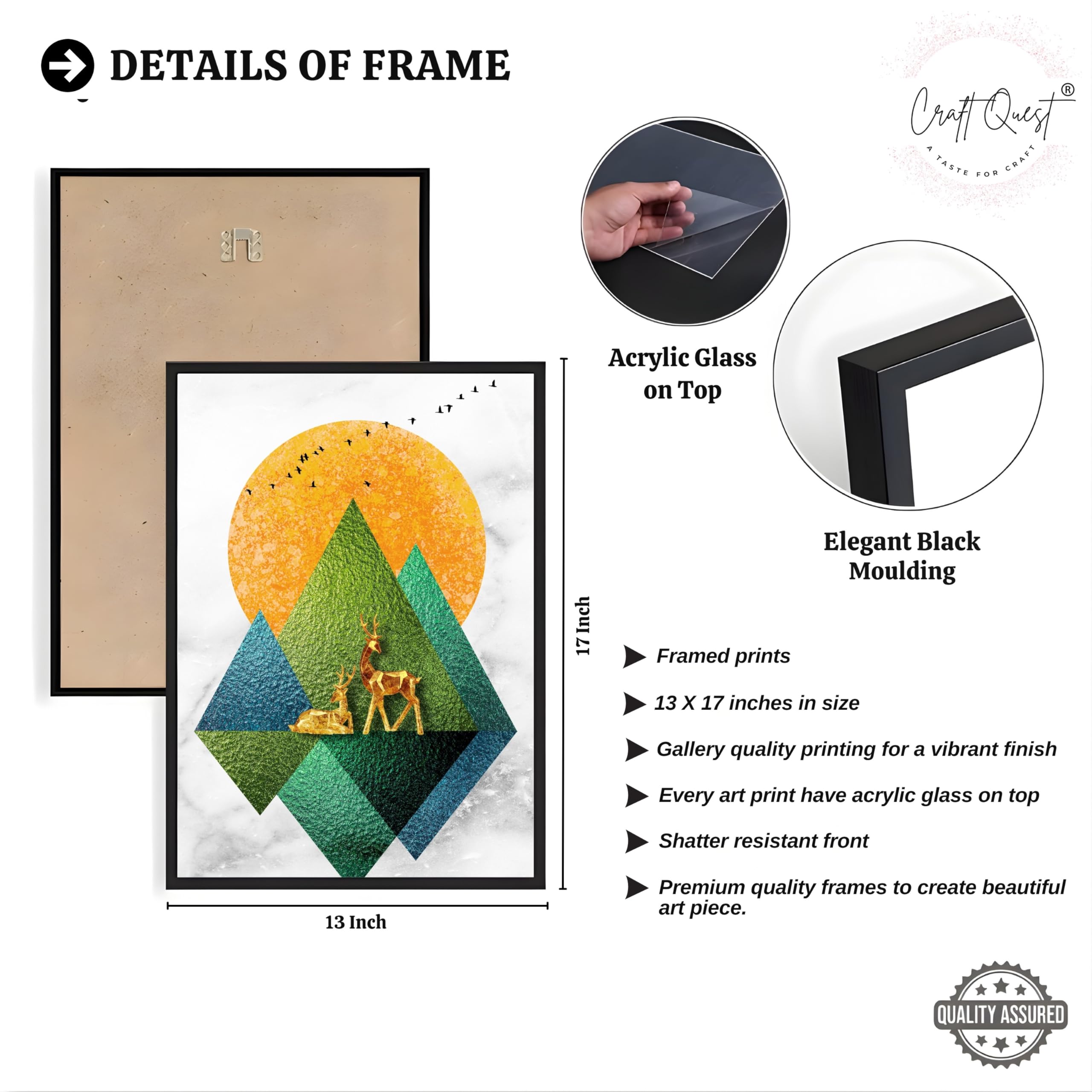 CRAFT QUEST Modern Art Abstract Wall Art | Set of 3 Frames for Home Decoration | Ideal for Living Room, Bedroom & Offices