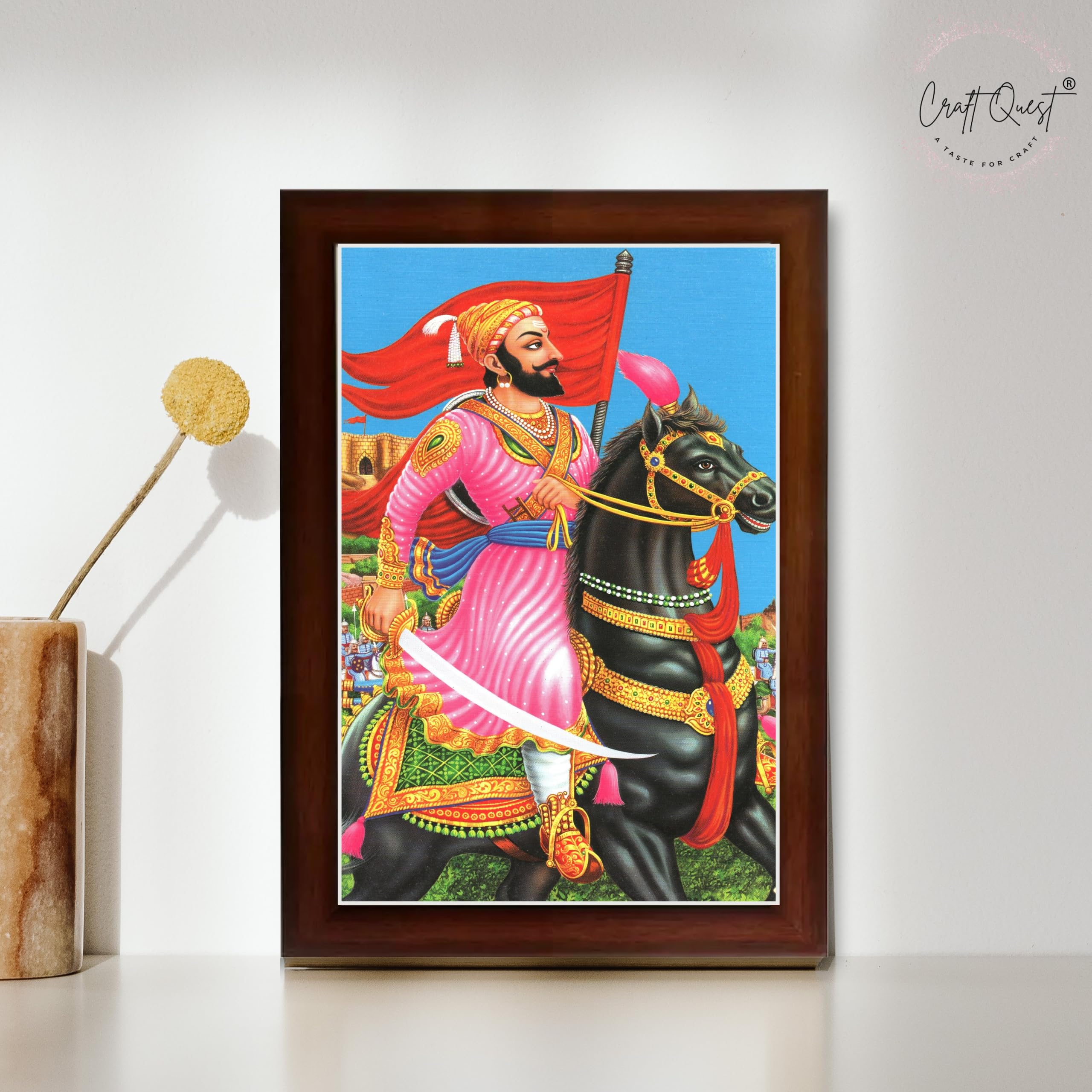 CRAFT QUEST Chattrapati Shivaji Maharaj Wall Painting With Acrylic Sheet | For Living, Pooja Room | Home Decoration Item | Best Gifting Option