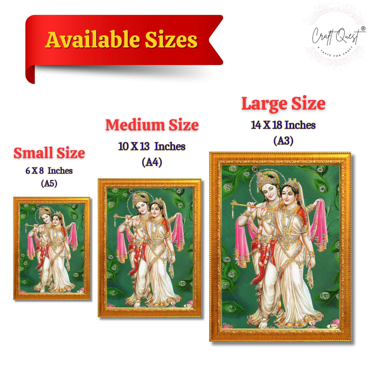 CRAFT QUEST Radha Krishna ji Painting With Frame Wall Paintings for Living Room, Bedroom, Office Décor