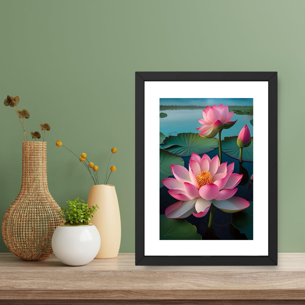 CRAFT QUEST Lotus Photo Frame Wall Vastu,Lotus Flower, Kamal Phool Painting for Vastu | Paintings for Home Decoration, Living room, and Office Décor