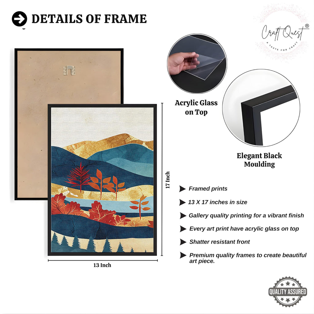 CRAFT QUEST Modern Art Pictures With Mountains & Trees Wall Art | Set of 3 Frames for Home Decoration | Ideal for Living Room, Bedroom & Offices