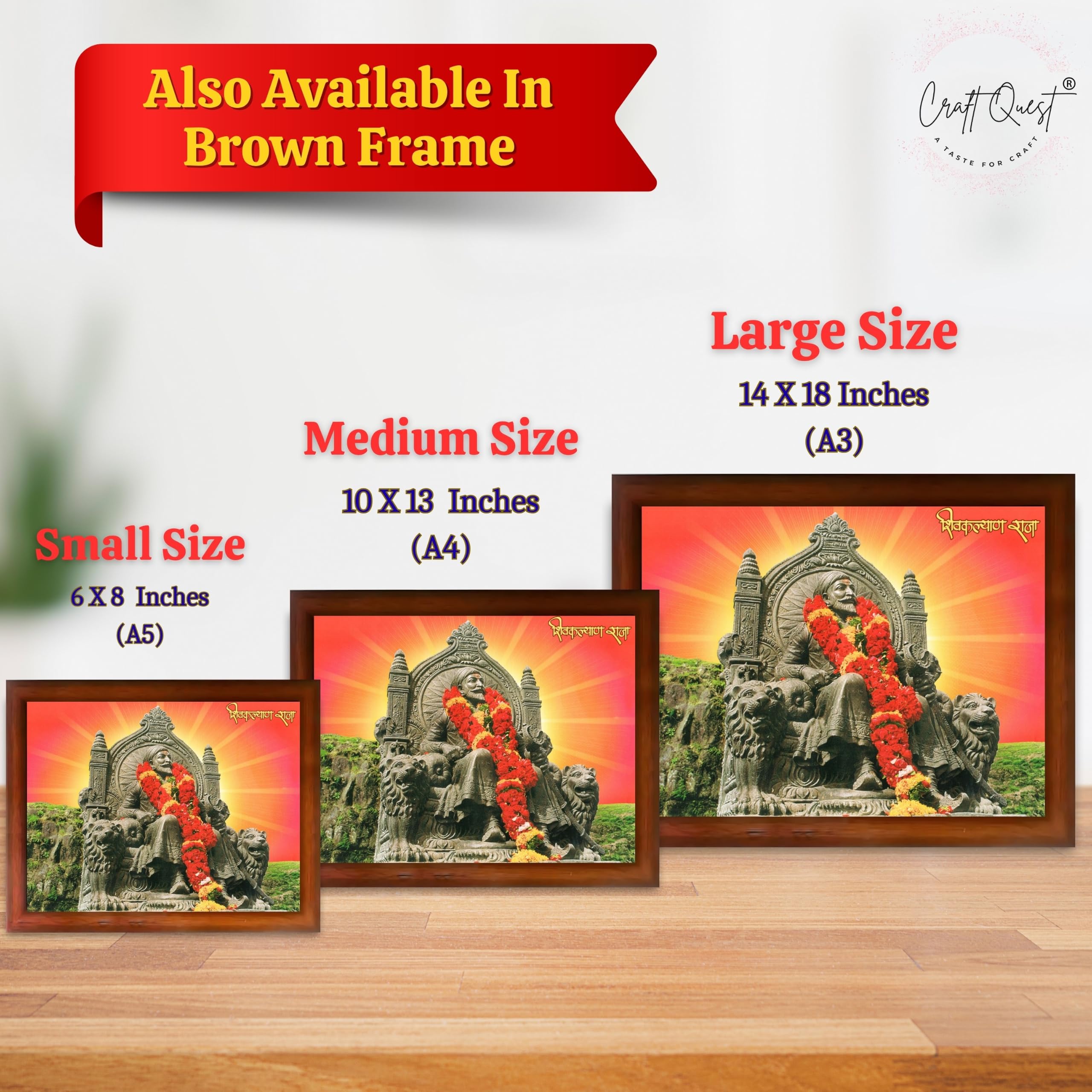 CRAFT QUEST Chhatrapati Shivaji Maharaj Wall Photo Frame | Home Decoration Item | Indian Historic Classic Painting Wall Art Best Gifting Option