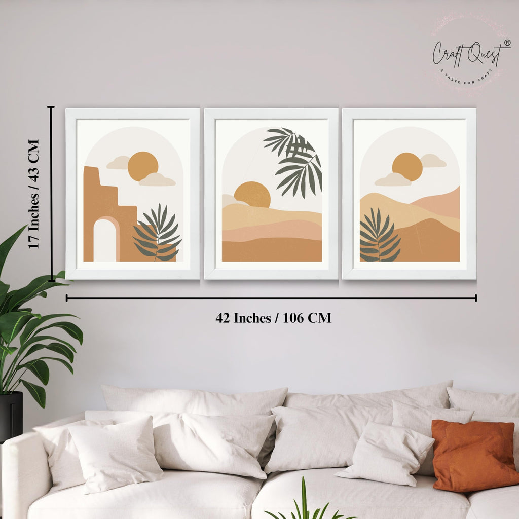 CRAFT QUEST Wall Art Decor Painting | Set of 3 Abstract Wall Art Frames for Home Decoration | Ideal for Living Room, Bedrooms & Offices