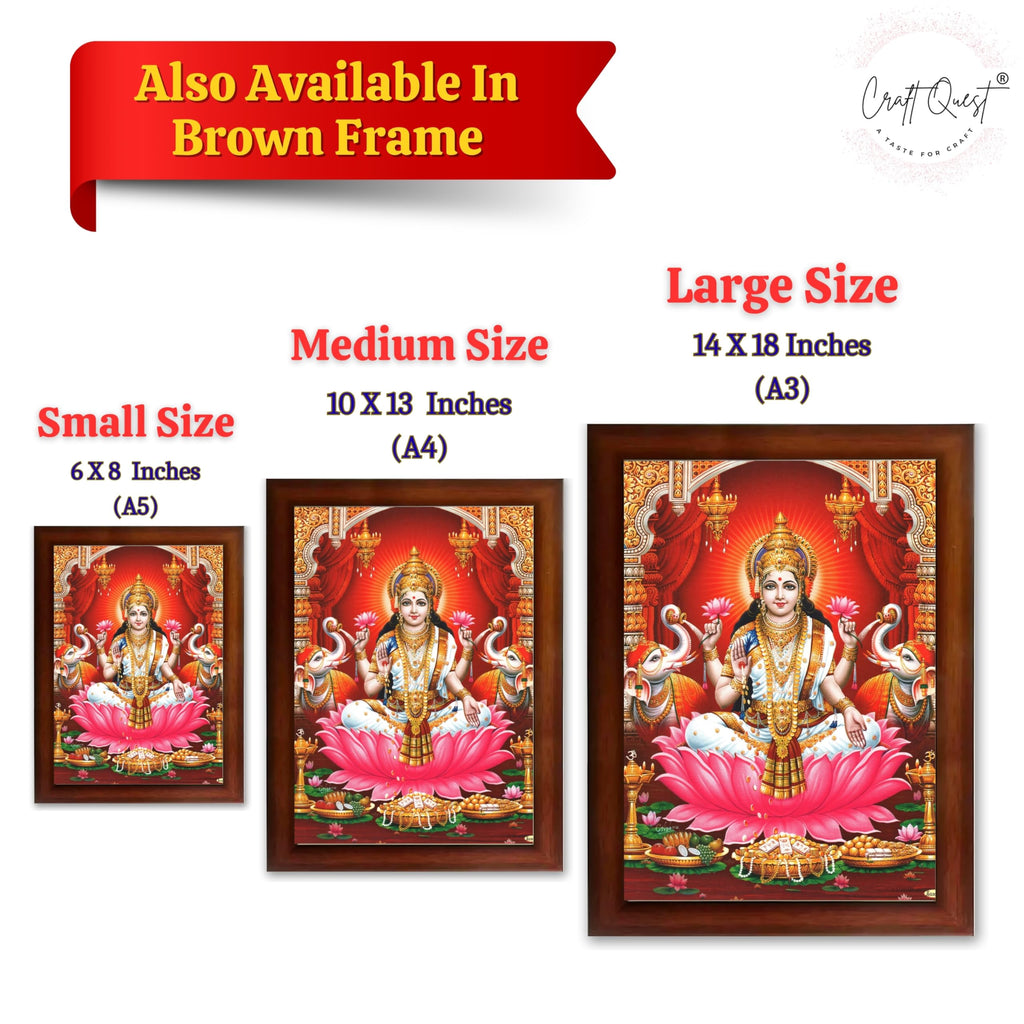 CRAFT QUEST Goddess Lakshmi Devi Dhana Vaibhav Laxmi Maa Wall Painting Frame Home Decor