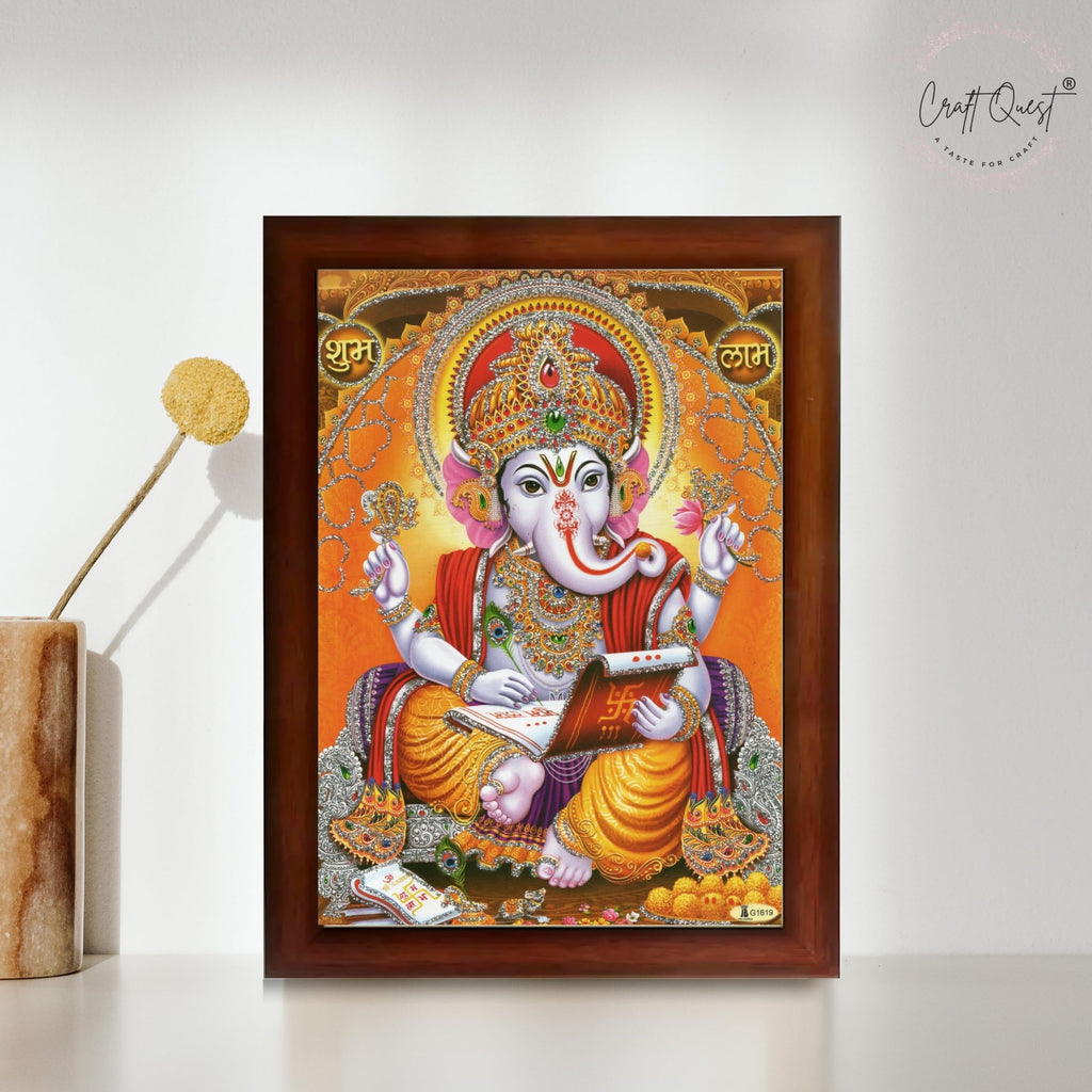 CRAFT QUEST Lord Ganpati Ganesha Modern Wall Art Painting With Frame, Home and Office Decor Item