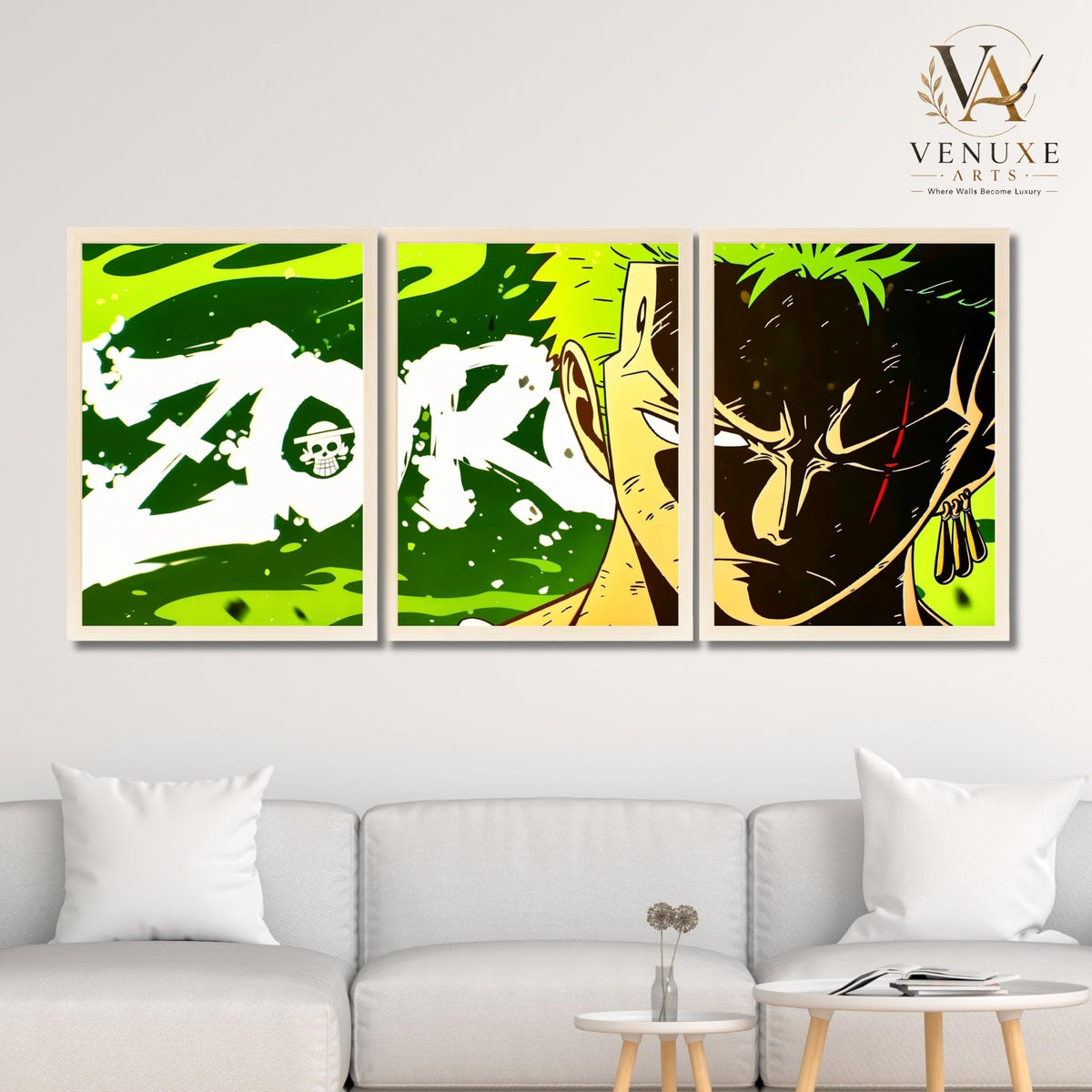 VENUXE ARTS Set Of 3 Anime Characters Wall Framed |Anime Characters Framed Poster for Living Room Bedroom Gaming Room Studio Wall Decor