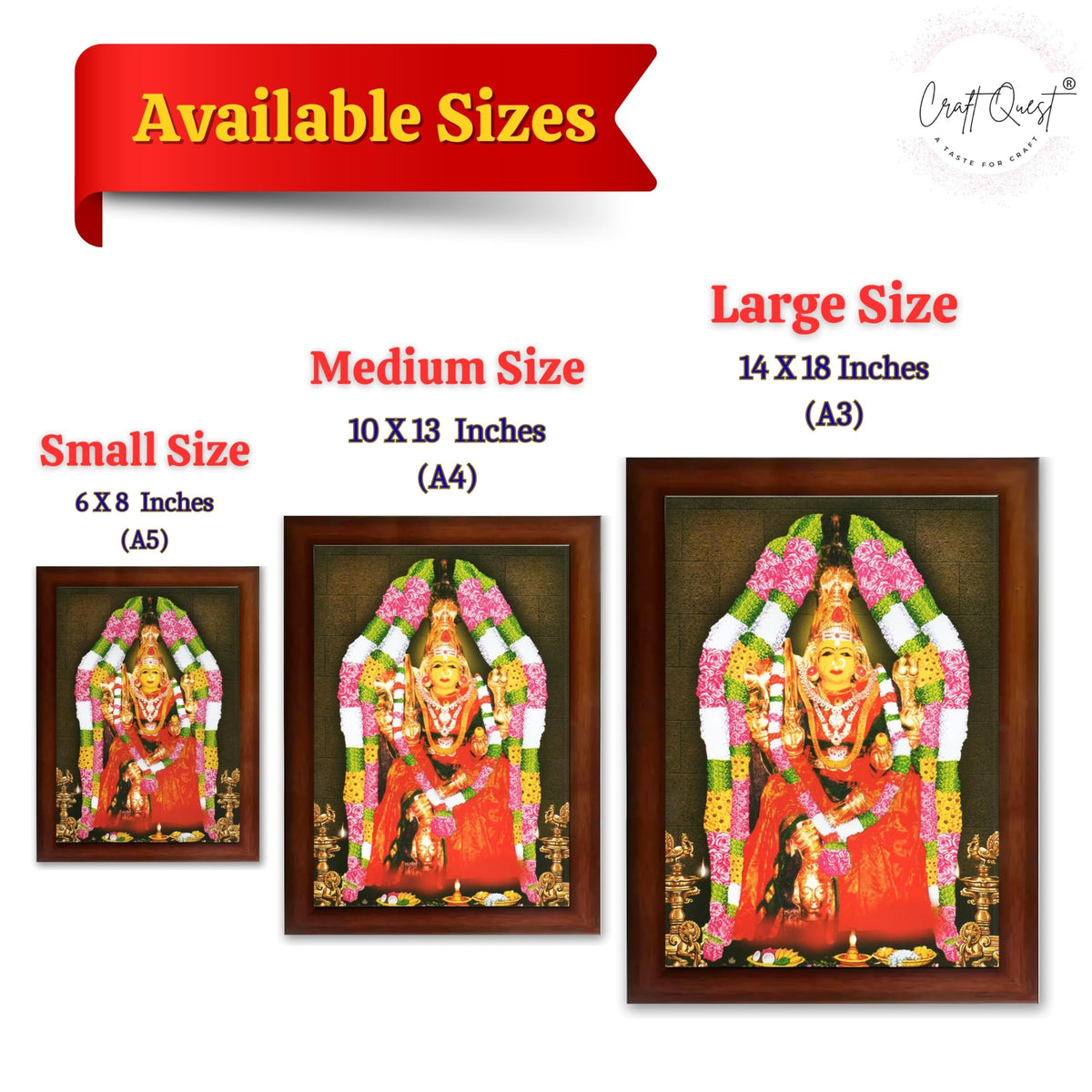CRAFT QUEST Angala Parameswari Amman Angalamman Photo Frame For Walls, Room, Pooja,Home,Temple Décor Framed