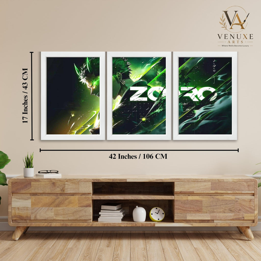 VENUXE ARTS Set Of 3 Anime Characters Wall Framed |Anime Characters Framed Poster for Living Room Bedroom Gaming Room Studio Wall Decor