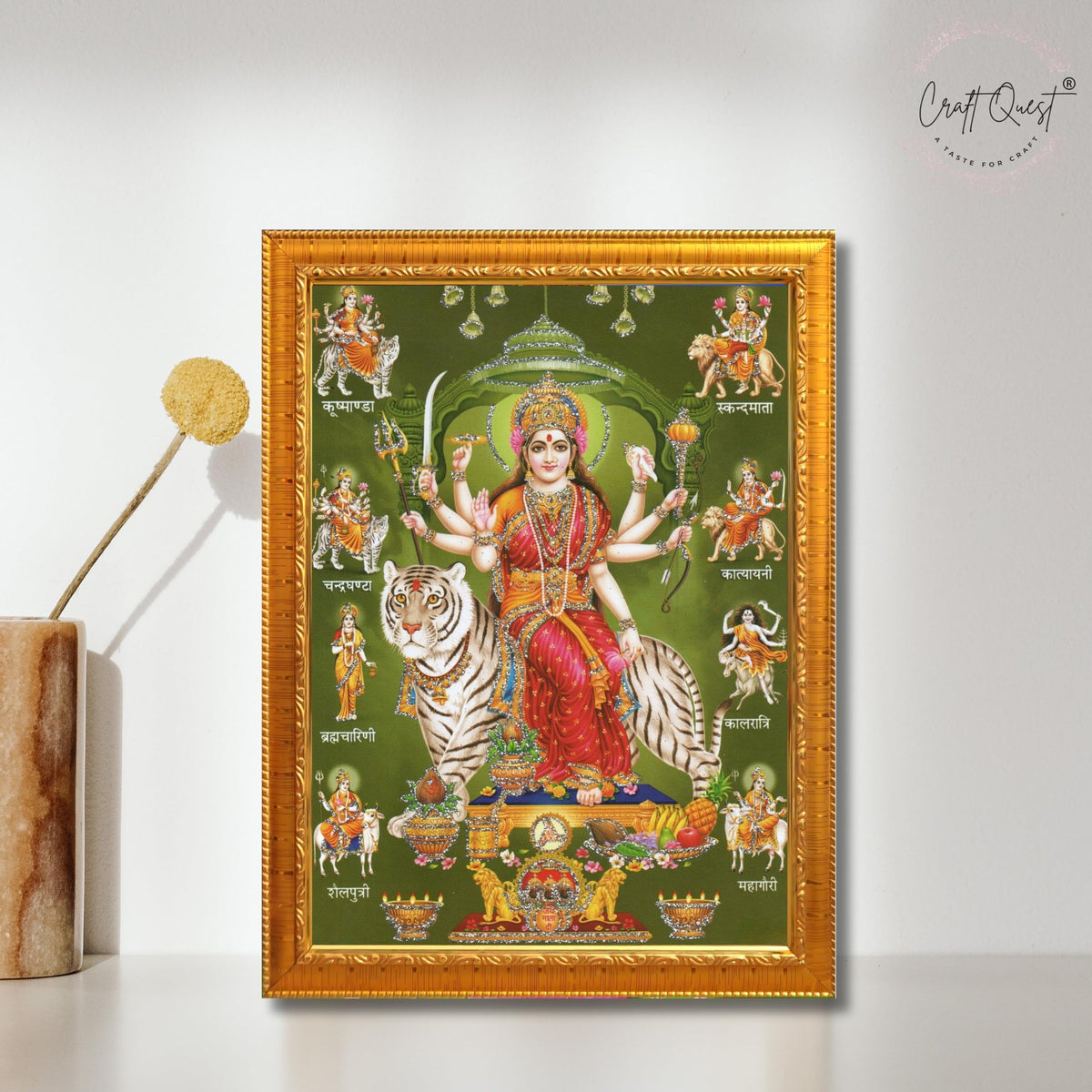 CRAFT QUEST Durga Maa Nav Navadurga Navdurga Wall Painting Framed Home Decor Items