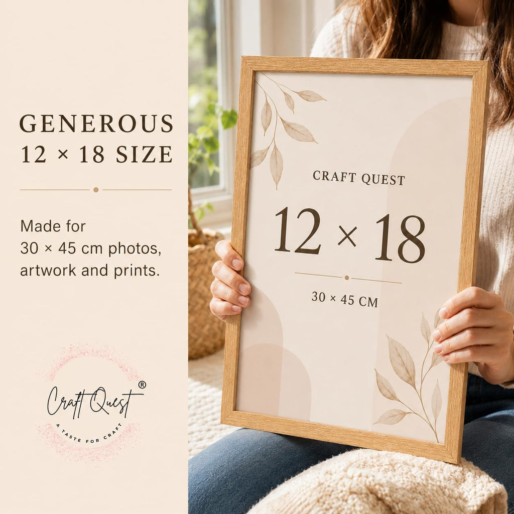 CRAFT QUEST 4X6 Inch Size synthetic Wall Mount Photo frames Single For Home Decoration, Living Room, Office Decoration (Natural, Set of 1)
