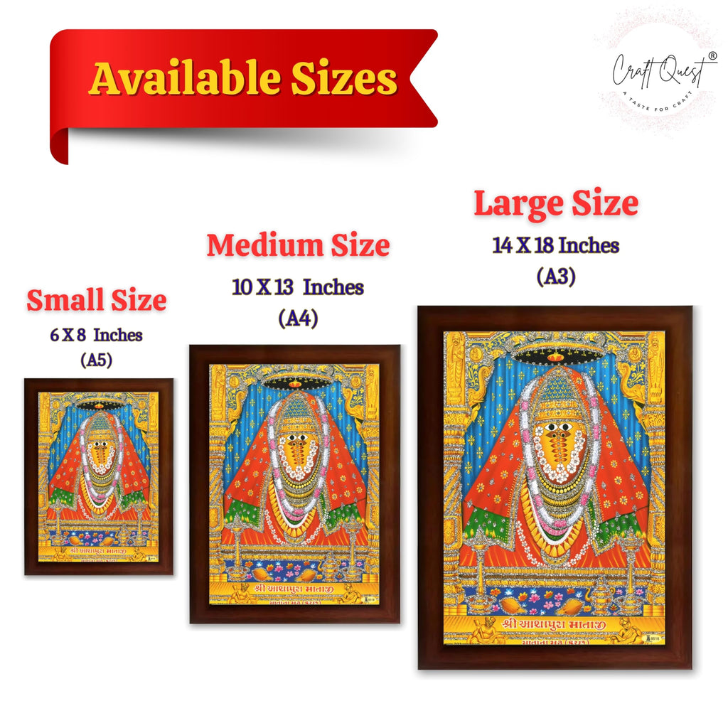 CRAFT QUEST Ashapura Maa Mata Ji Shri Nadol Mataji Wall Painting For Home Decor wooden framed