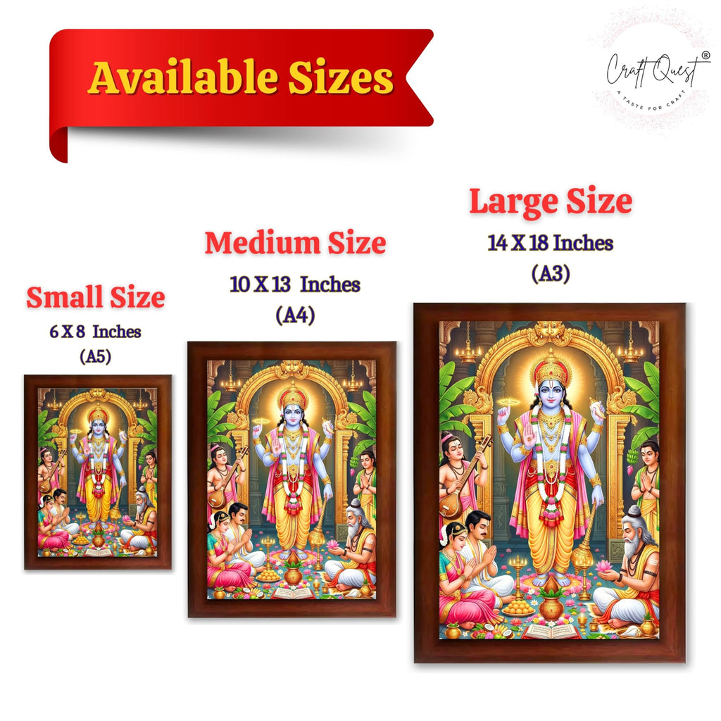 CRAFT QUEST Satyanarayana Swamy Hindu God Satyanarayan Photo Frame | Religious Photo Frame | Ideal for Home, Office, Temple & Puja Room, Wall Decor Item