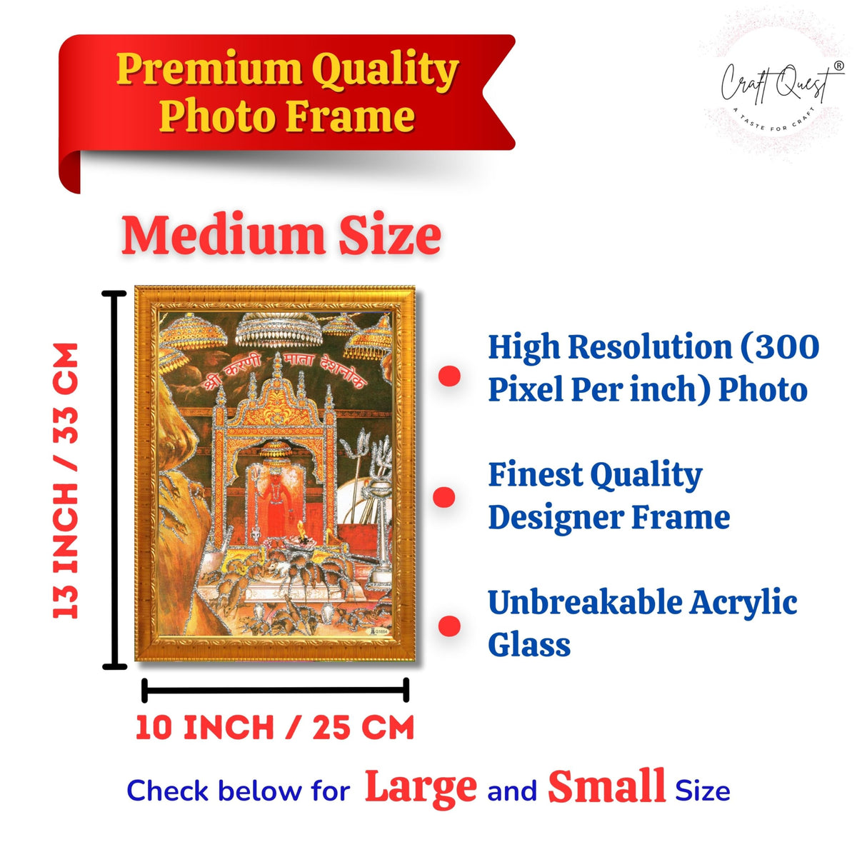 CRAFT QUEST Karni Mata Deshnok Photo Frame For Home, Office And Bedroom Wall Decoration