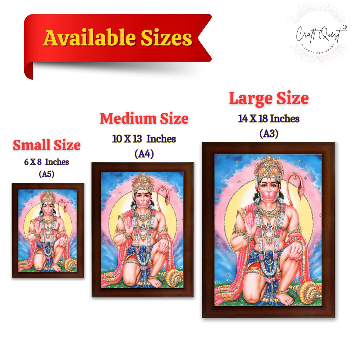 CRAFT QUEST Hanuman JI | Bajrangbali Religious Photo frame Decorative Item Synthetic frame