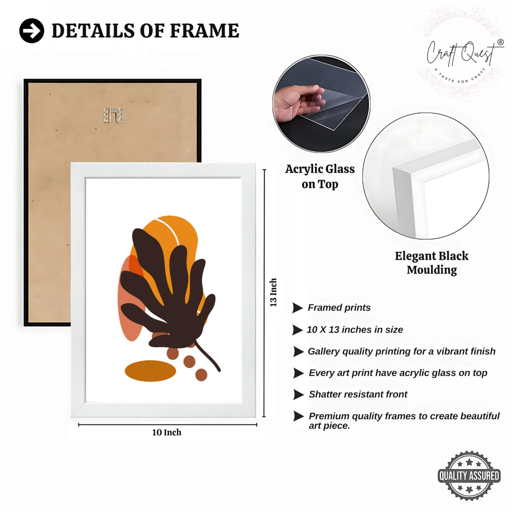 CRAFT QUEST Wall Art Decor Paintings | Set of 3 BOHO Wall Art Frames for Home Decoration | Ideal for Living Room, Bedroom & Office