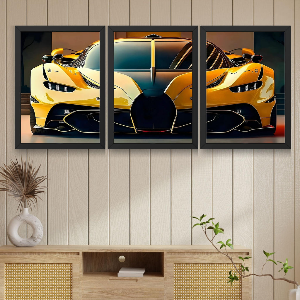 VENUXE ARTS Set Of 3 Big Sports Cars Framed Posters Gift Items for Boys Room Wall Decoration Bedroom Living Room Office Studio Décor | Car Poster Frame for Wall Décor