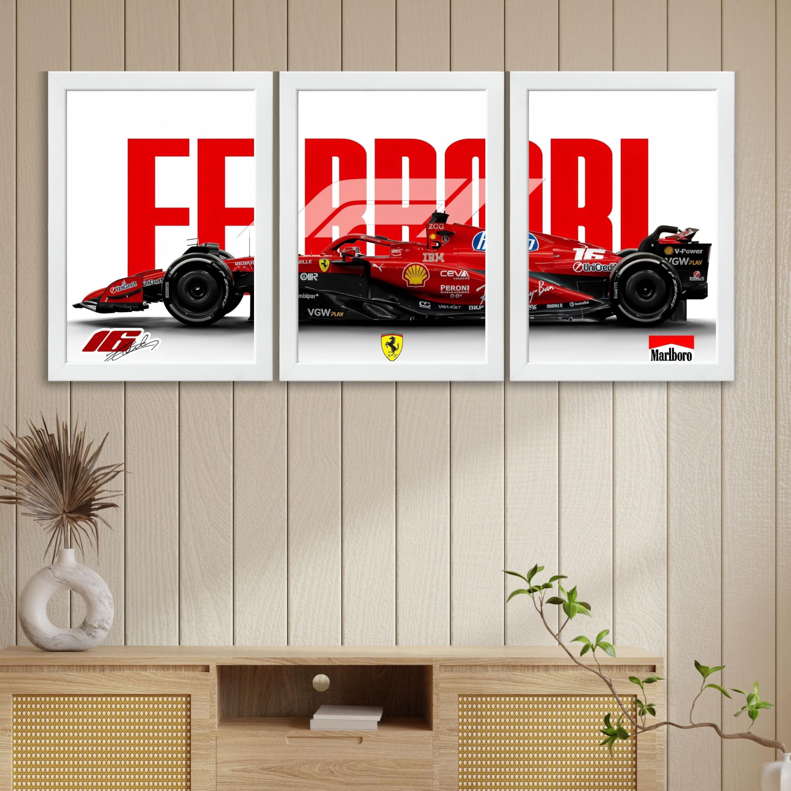 VENUXE ARTS Set Of 3 Big Sports Cars Framed Posters Gift Items for Boys Room Wall Decoration Bedroom Living Room Office Studio Décor | Car Poster Frame for Wall Décor