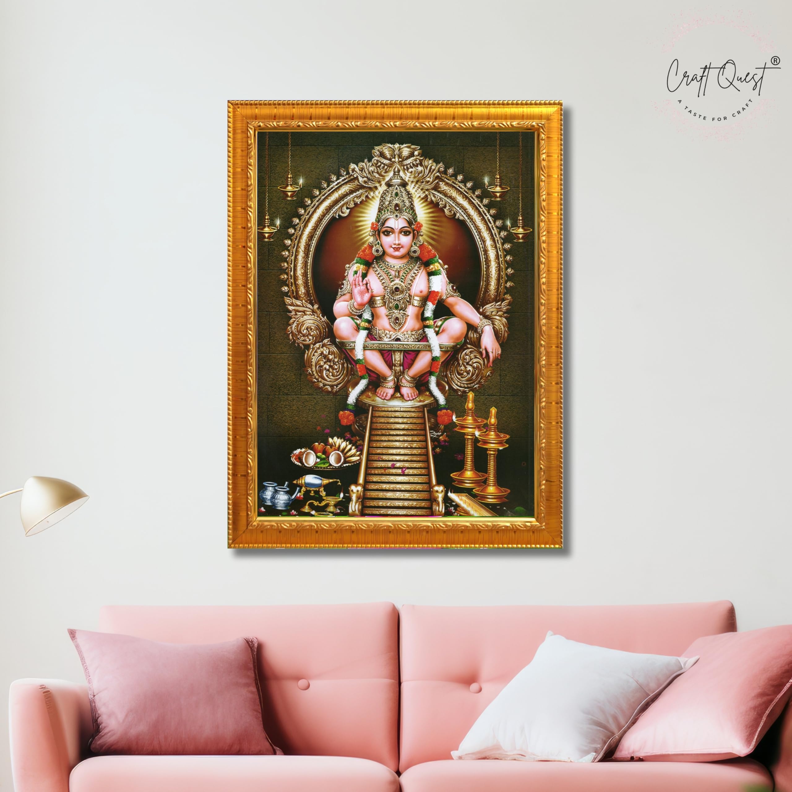 CRAFT QUEST Lord Swami Ayyappa Swamy Ayyappan Iyyappan South photo Frame For Wall Painting,Temple, Pooja, Home Décor Items