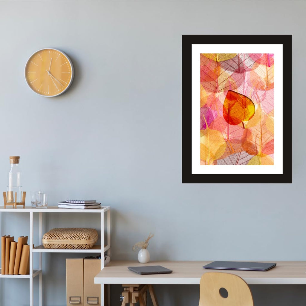 CRAFT QUEST Abstract Digital Leaves Modern Art Painting Poster Frame for Home & Office Wall Decoration - Portrait, Wall Display (Black, 14x10 Inch Frame with Art Print)