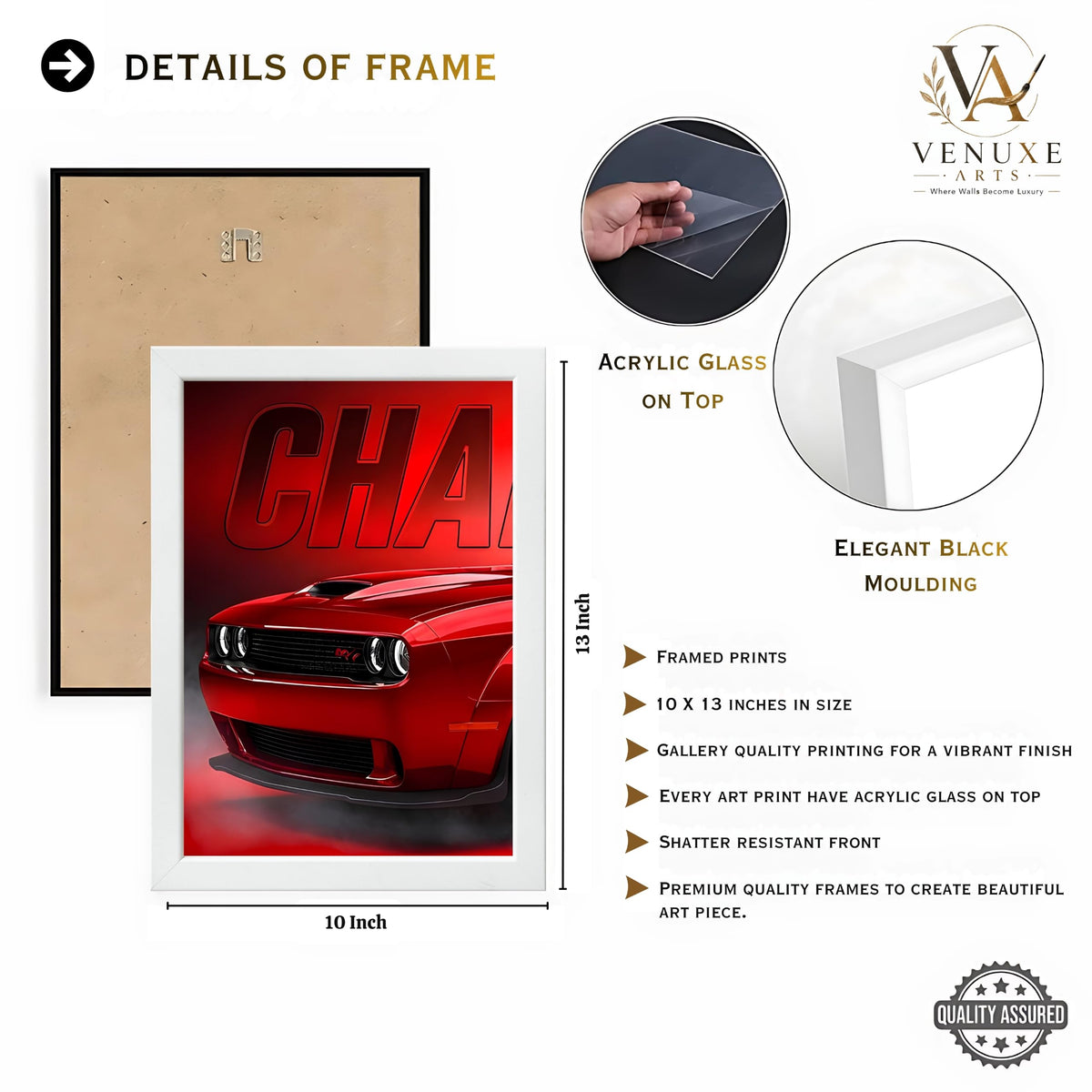 VENUXE ARTS Set Of 3 Big Sports Cars Framed Posters Gift Items for Boys Room Wall Decoration Bedroom, Living Room, Office, Studio Décor | Car Poster Frame for Wall Décor