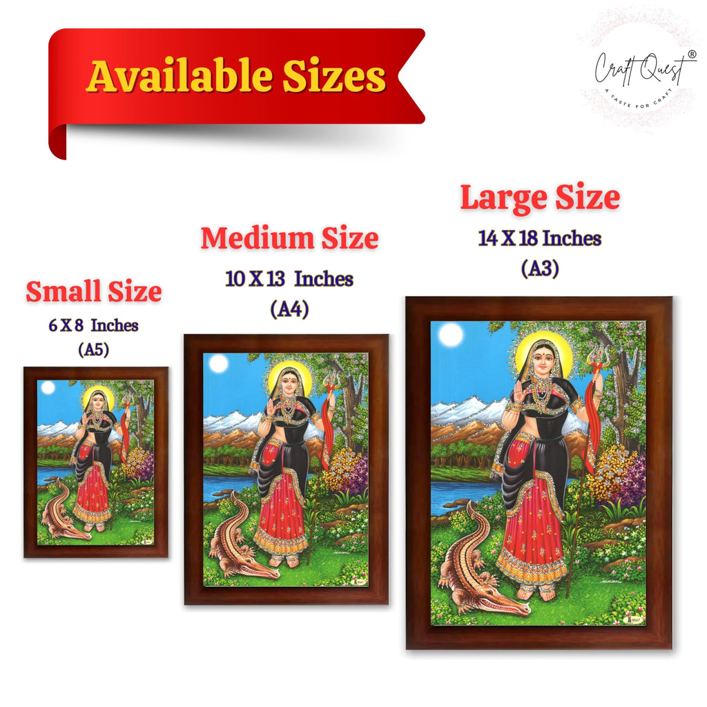 CRAFT QUEST Brahmani Maa Mata Mataji Wall Painting Framed Home Decor wooden framed