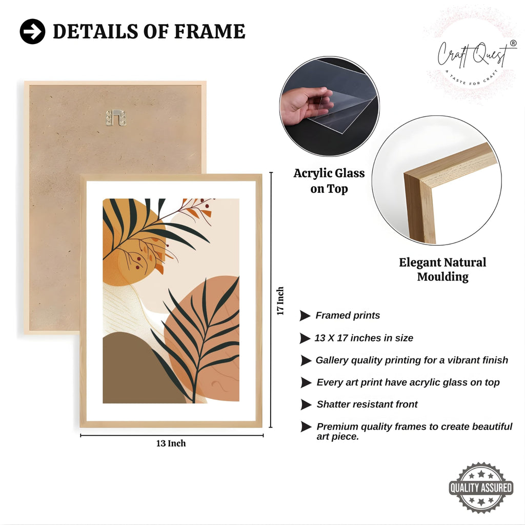 CRAFT QUEST Modern Abstract Featuring Stylized Plants | Set of 3 Frames for Home Decoration | Ideal for Living Room, Bedroom & Offices