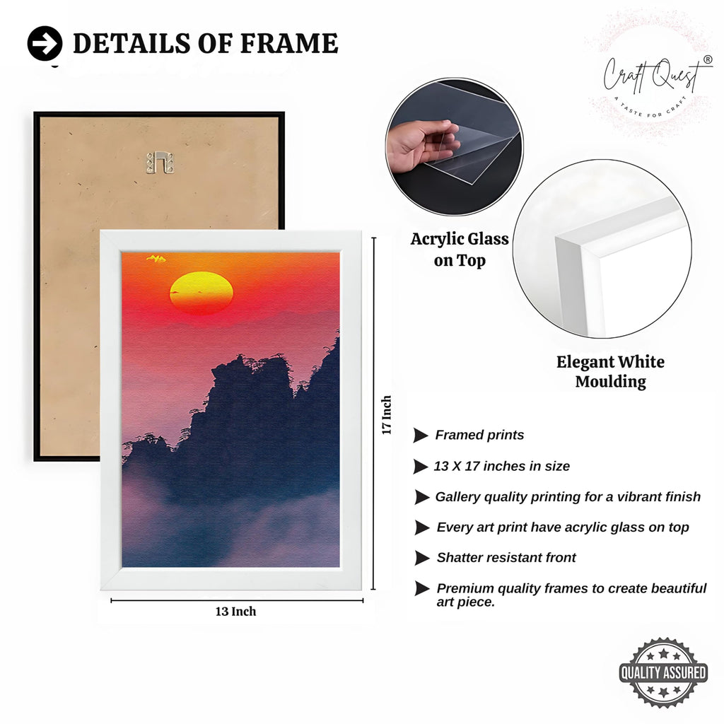 CRAFT QUEST Nature Inspired Mountains & Clouds Wall Art | Set of 3 Frames for Home Decoration | Ideal for Living Room, Bedroom & Offices