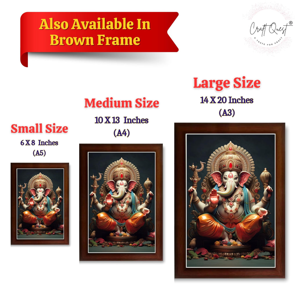 CRAFT QUEST Lord Ganesha Modern Wall Art Painting With Frame For Pooja, Home and Office Decor,