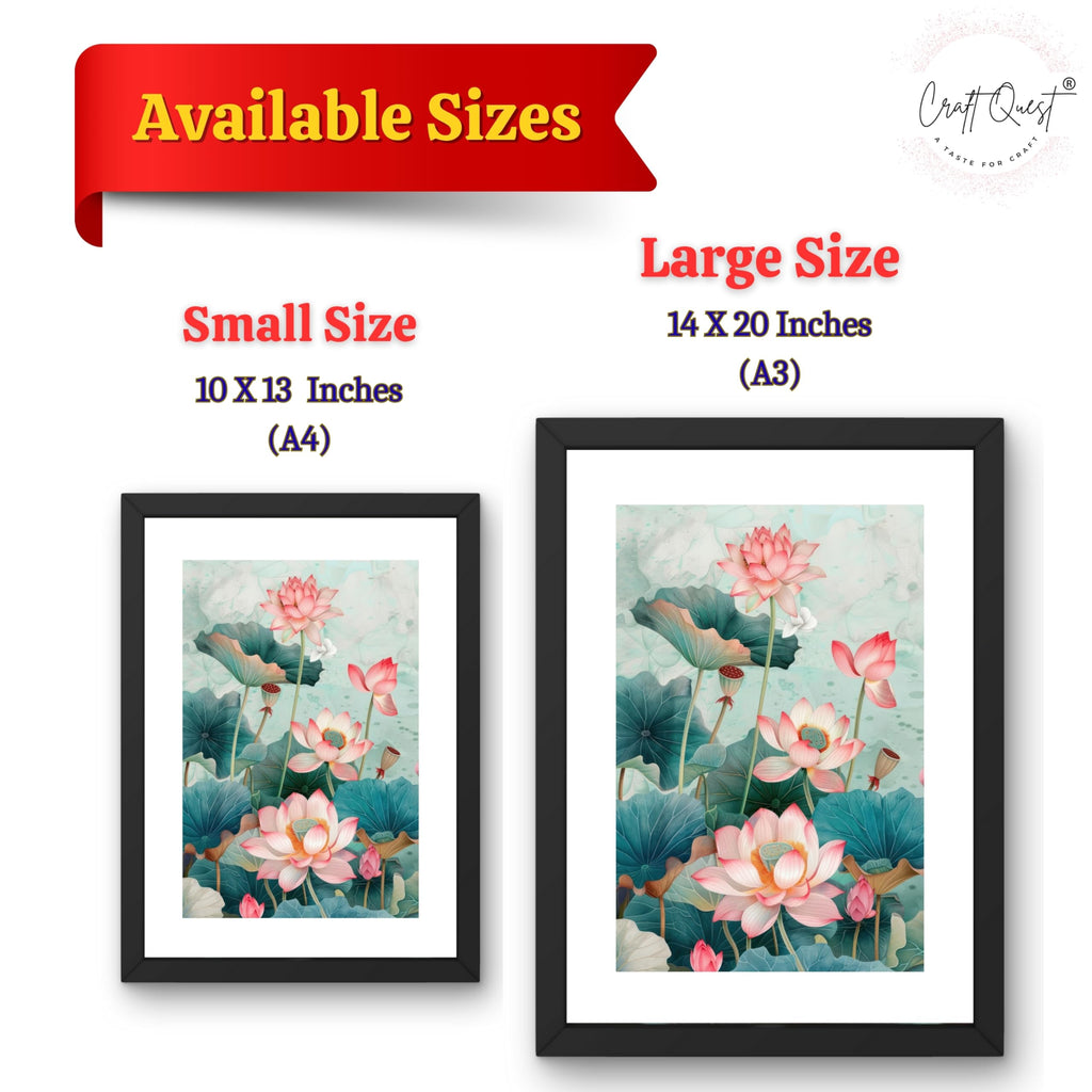 CRAFT QUEST Lotus Photo Frame Wall Vastu,Lotus Flower, Kamal Phool Painting for Vastu | Paintings for Home Decoration, Living room, and Office Décor