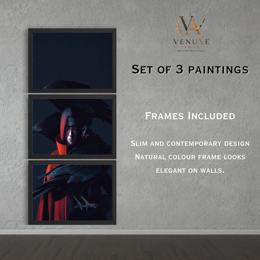 VENUXE ARTS Set Of 3 Anime Characters Wall Framed |Anime Characters Framed Poster for Living Room Bedroom Gaming Room Studio Wall Decor