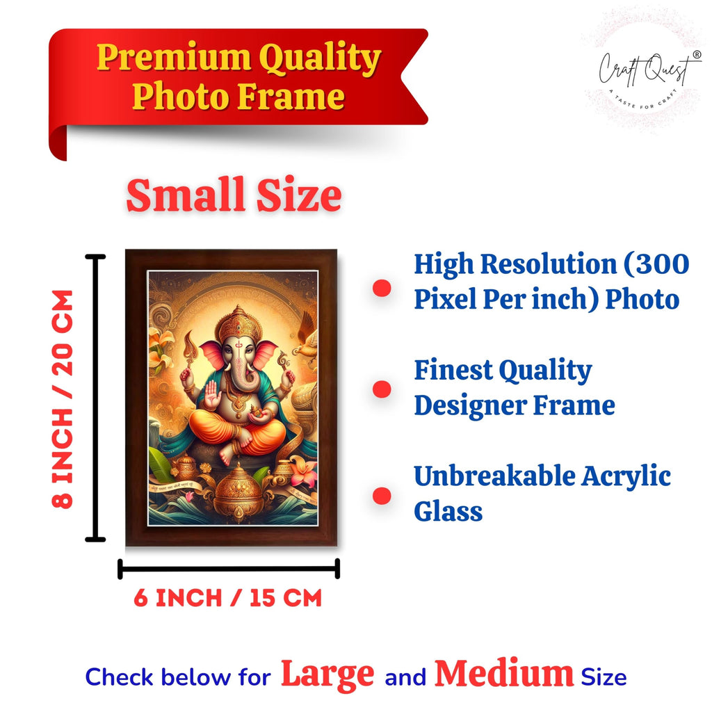 CRAFT QUEST Lord Ganesha Ganesh Ganpati Ganapathi Hanging Wall Painting Framed Home Decor