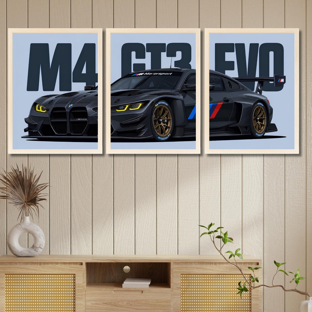 VENUXE ARTS Set Of 3 Big Sports Cars Framed Posters Gift Items for Boys Room Wall Decoration Bedroom Living Room Office Studio Décor | Car Poster Frame for Wall Décor