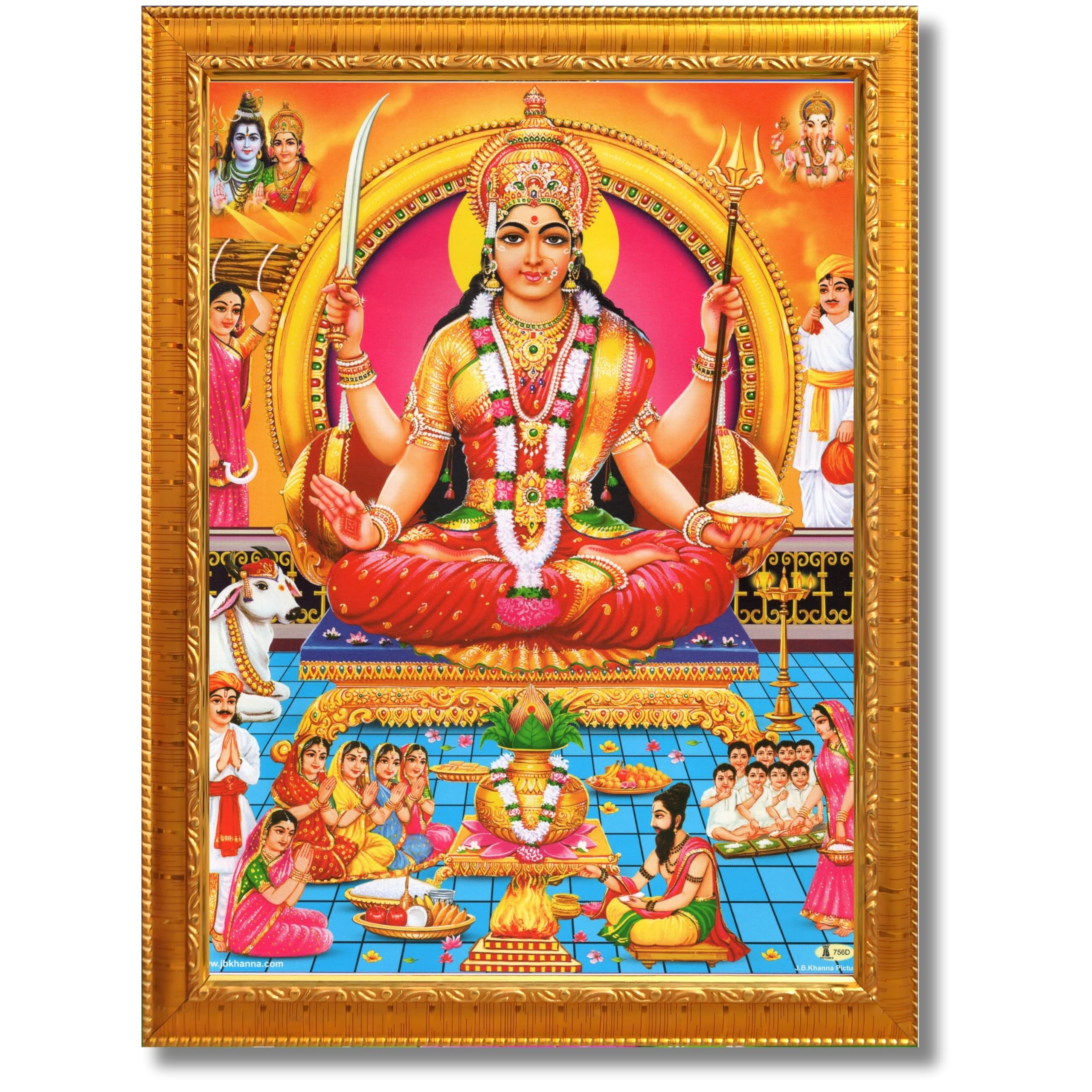 CRAFT QUEST Santoshi MataJi Color Photo Frame for Home Temple and Devotional Décor Item