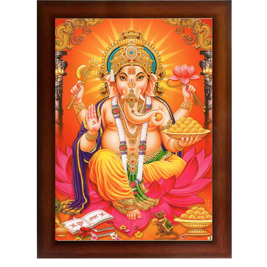 CRAFT QUEST Lord Ganpati Modern Wall Art Painting With Frame, Home and Office Decor Item