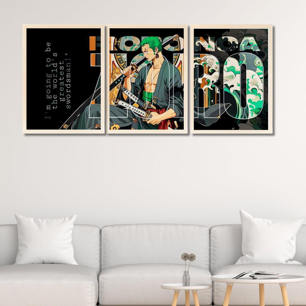 VENUXE ARTS Set Of 3 Anime Characters Wall Framed |Anime Characters Framed Poster for Living Room Bedroom Gaming Room Studio Wall Decor