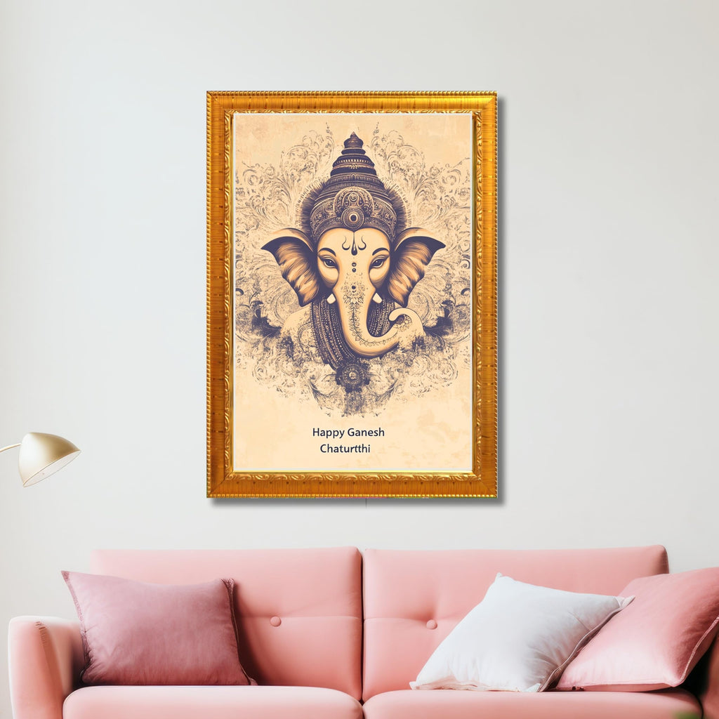 CRAFT QUEST Lord Ganpati Ganesh God Frame for Pooja Room & Wall Decor GA-253