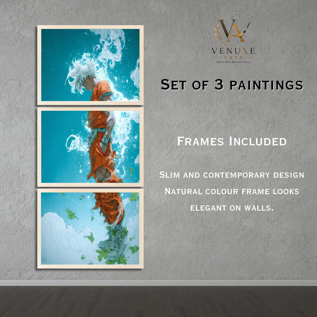 VENUXE ARTS Set Of 3 Anime Characters Wall Framed |Anime Characters Framed Poster for Living Room Bedroom Gaming Room Studio Wall Decor