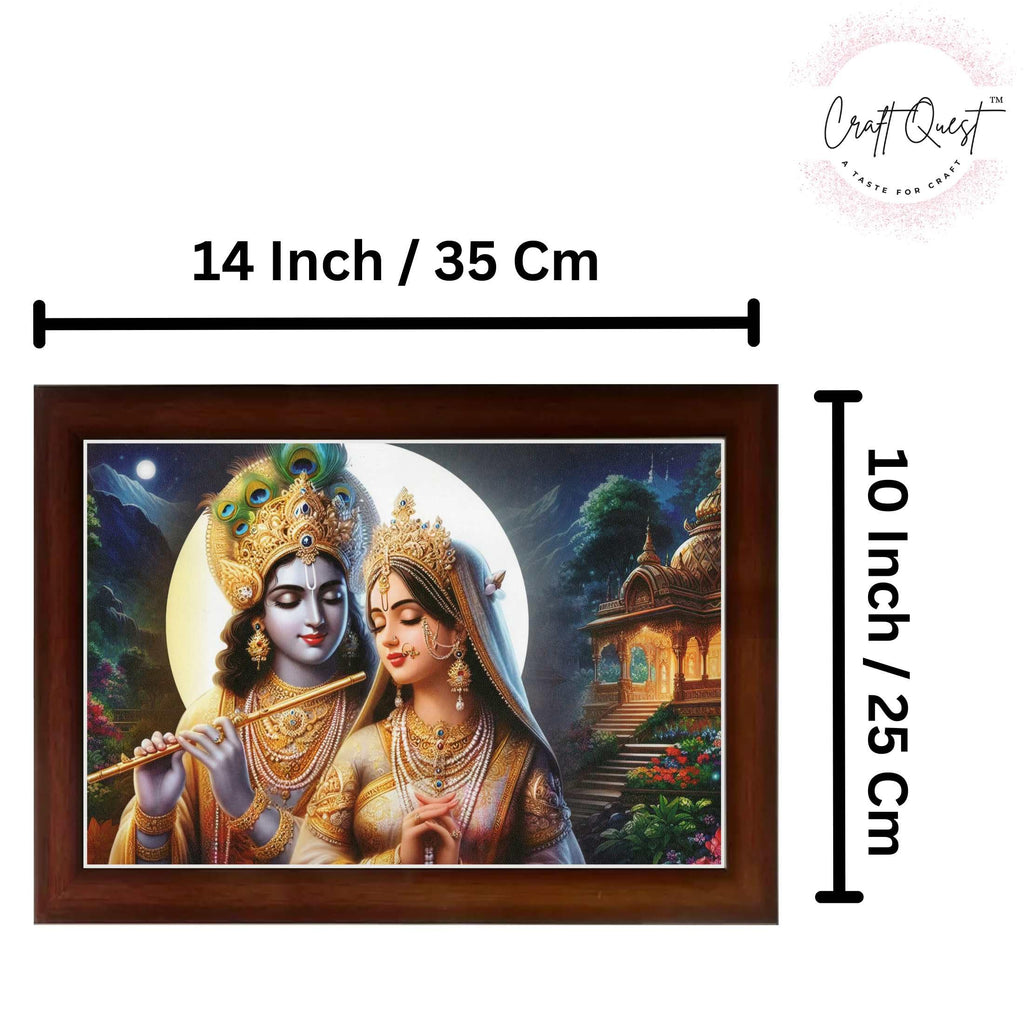 CRAFT QUEST Radha Krishna Art Photo Framed Painting for Home and Bedroom Wall Decoration of Size 14X10 Inches with Frame And Acrylic Glass RK204