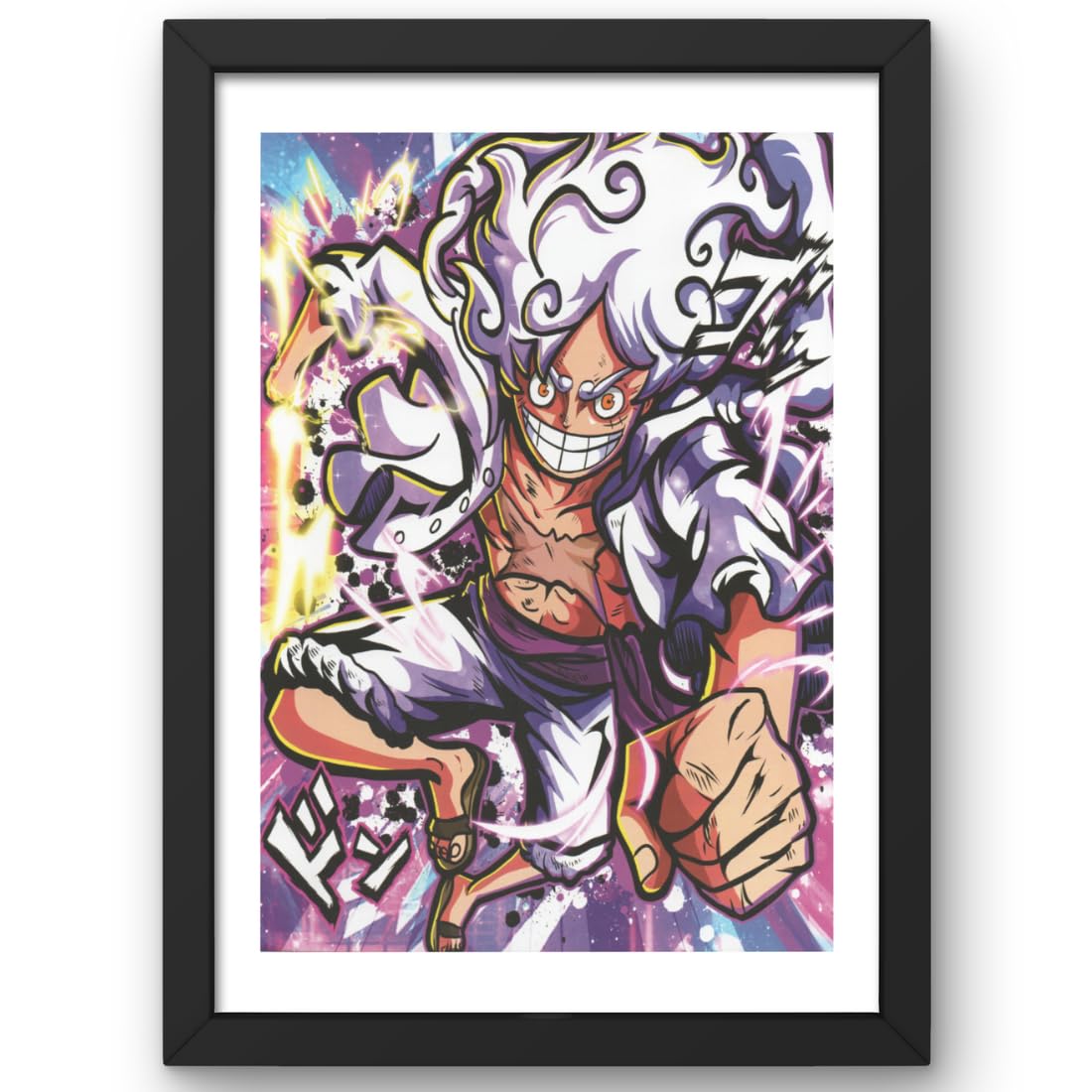 CRAFT QUEST one piece Poster Anime Laminated Posters Framed Painting with Matt Black Frames (14 Inches x 10 Inches)