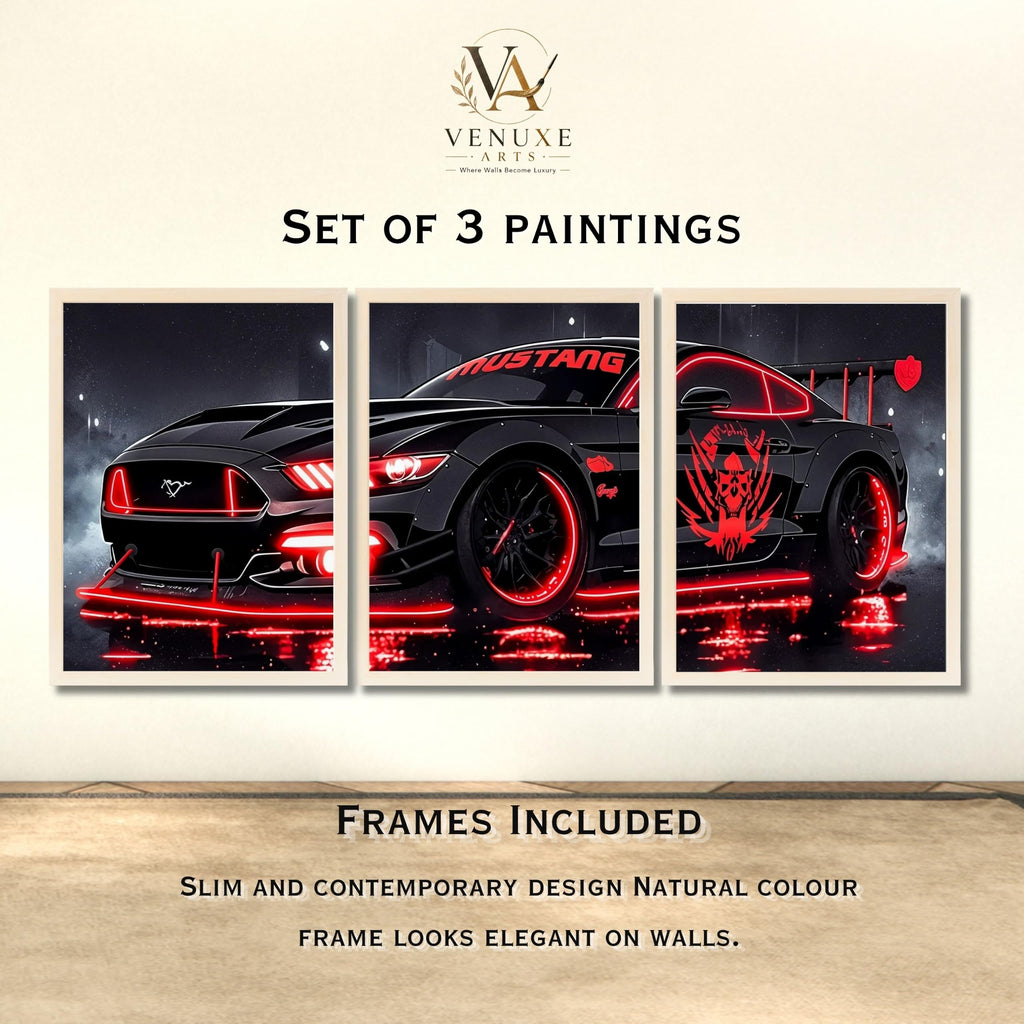 VENUXE ARTS Set Of 3 Big Sports Cars Framed Posters Gift Items for Boys Room Wall Decoration Bedroom Living Room Office Studio Décor | Car Poster Frame for Wall Décor