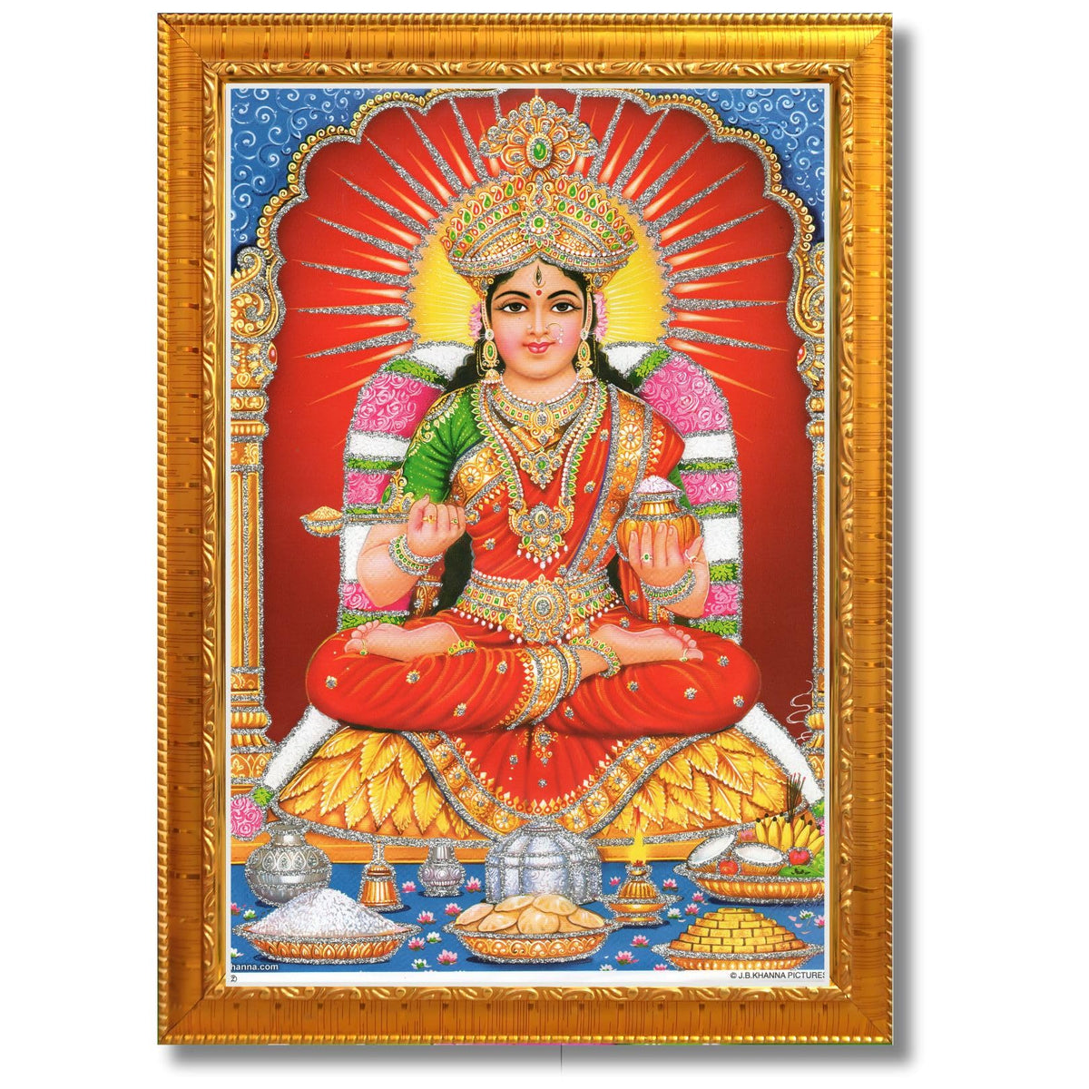 CRAFT QUEST Maa Annapurna devi sitting on throne photo frame with Acrylic glass for Kitchen Worship