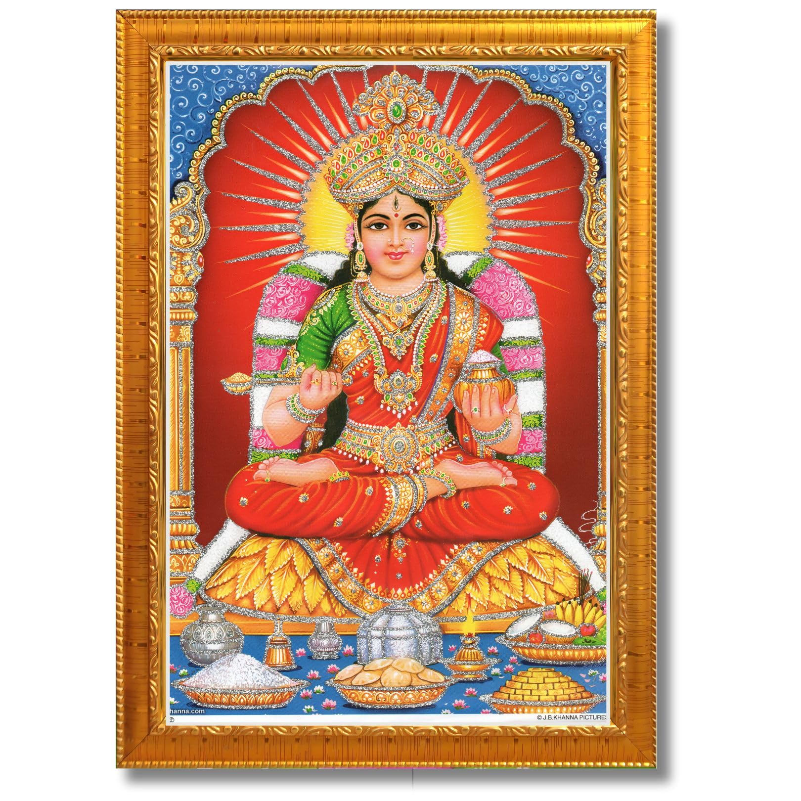 CRAFT QUEST Maa Annapurna devi sitting on throne photo frame with Acrylic glass for Kitchen Worship