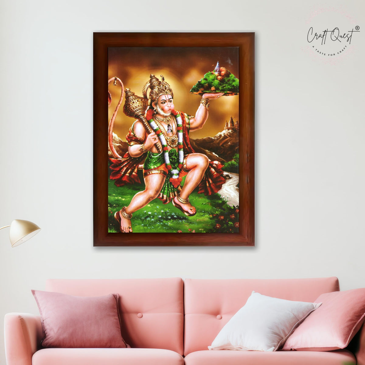 CRAFT QUEST Lord Bajrang Bali Hanuman Ji Photo Frame | Acrylic Glass, Lightweight & Waterproof | Ideal for Home, Office, Temple & Puja Room Wall Decor