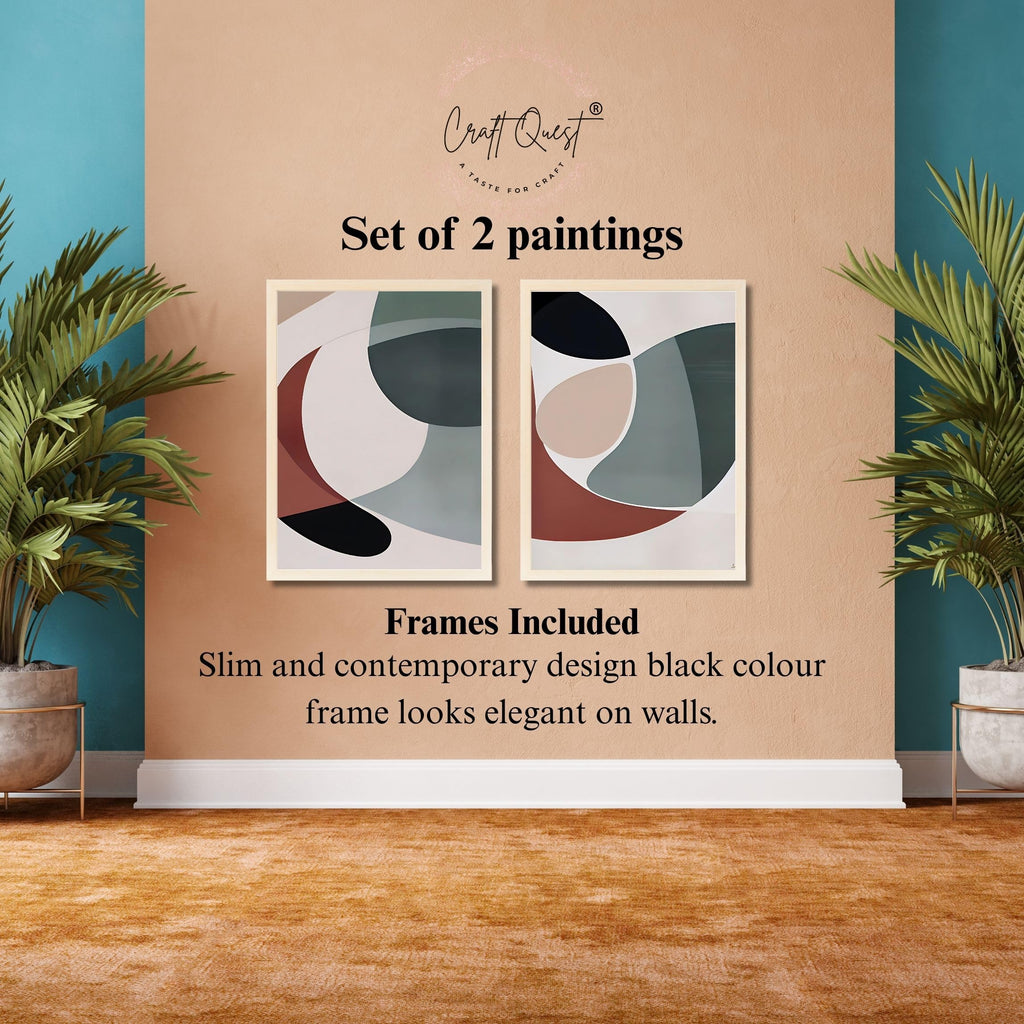 CRAFT QUEST Wall Art Decor Paintings | Set of 2 Minimalist Wall Art Frames for Home Decoration | Perfect for Living Room, Bedroom & Office