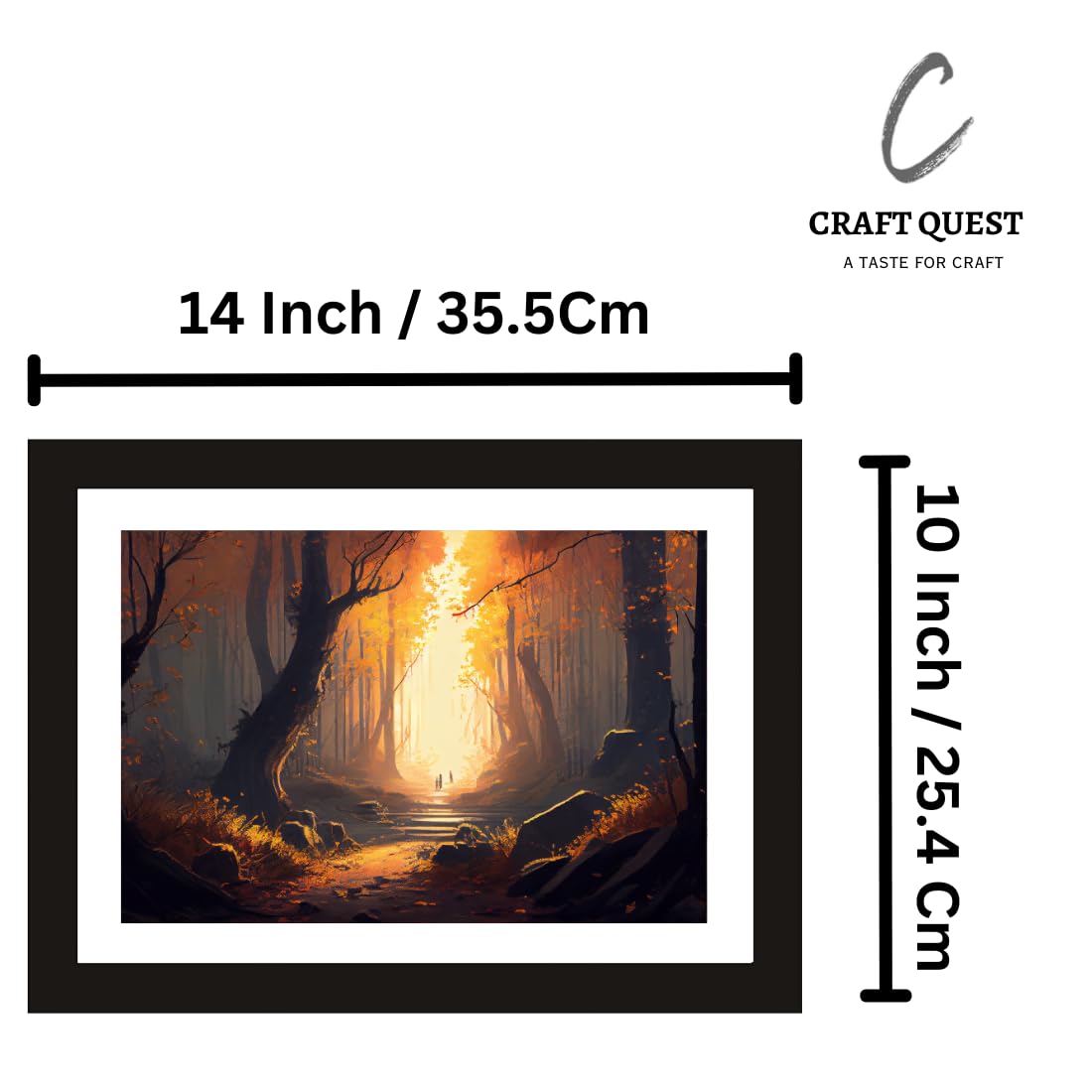 CRAFT QUEST Abstract Modern Rustling Canopy Art Poster Frame for Home & Office Wall Decoration - Portrait, Wall Display (Black, 14x10 Inch Frame with Art Print) (Tropical Reverie)