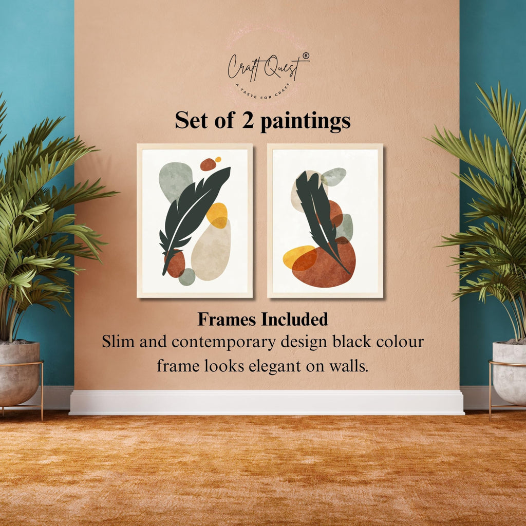 CRAFT QUEST Wall Art Decor Paintings | Set of 2 BOTONICAL Wall Art Frames for Home Decoration | Ideal for Living Room, Bedroom & Office