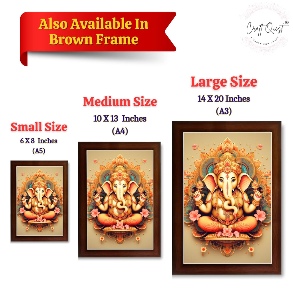 CRAFT QUEST Lord Ganesh ji Wall Hanging Frame for Living Room, Pooja Room Décor GA-216