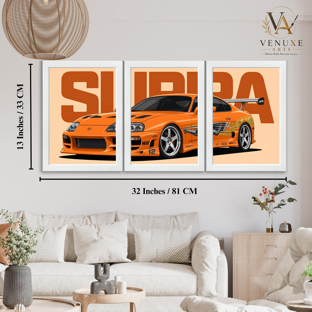 VENUXE ARTS Set Of 3 Big Sports Cars Framed Posters Gift Items for Boys Room Wall Decoration Bedroom Living Room Office Studio Décor | Car Poster Frame for Wall Décor