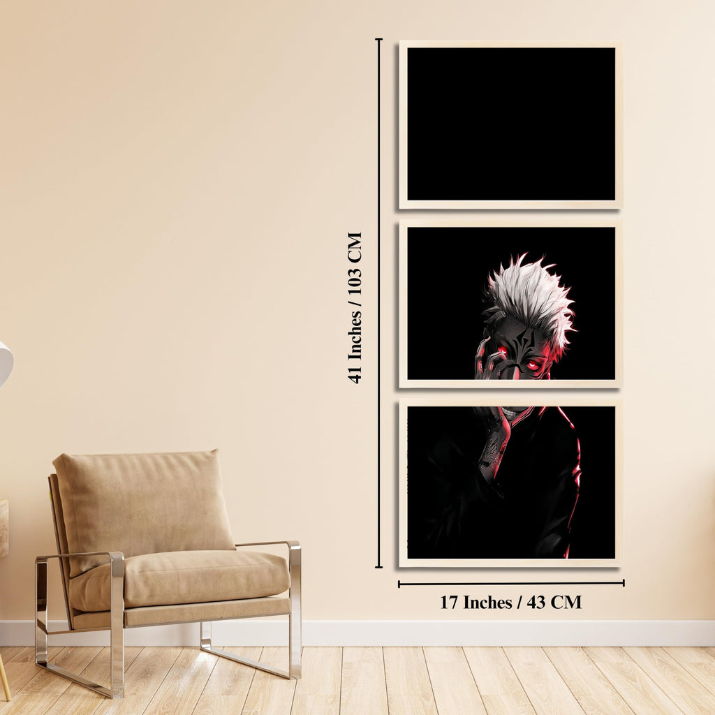 VENUXE ARTS Set Of 3 Anime Characters Wall Framed |Anime Characters Framed Poster for Living Room Bedroom Gaming Room Studio Wall Decor
